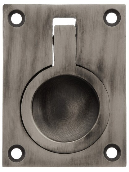 Solid Brass Flush Ring Pull In Antique Pewter.